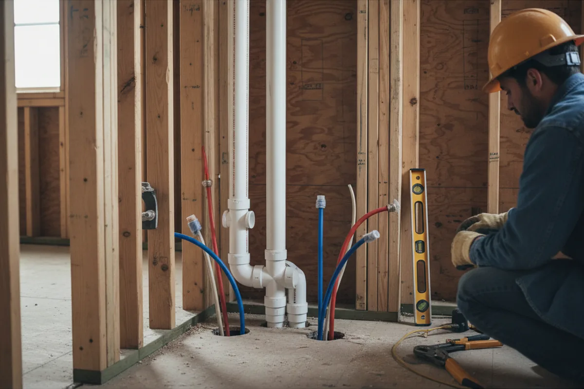 Drain and supply rough-in during Drain Cleaning in Helendale